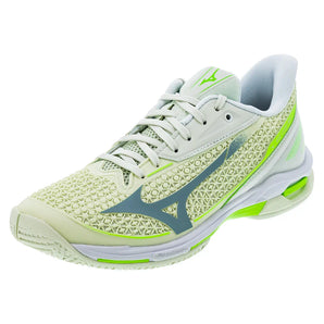 Women's Wave Exceed Tour 7 AC Tennis Shoes Phantom Green and Glowing Apple,Footwear,Mizuno,Phantom Green/Glowing Apple,6,Tennis Express,550119-4F49copy