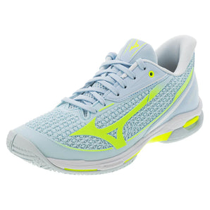 Women's Wave Exceed Tour 7 AC Tennis Shoes Ice Water and Lightning Yellow,Footwear,Mizuno,Ice Water/Lightning Yellow,6,Tennis Express,550119-IW3Fcopy