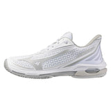 Women's Wave Exceed Tour 7 Clay Court Tennis Shoes White and Harbor Mist-Footwear-Mizuno-White/Harbor Mist-6, [current_file_name-Tennis Express