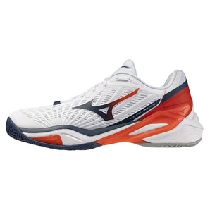 Men's Neo Ace AC Tennis Shoes White and Insignia Blue,Footwear,Mizuno,,,Tennis Express,550125_005A-1
