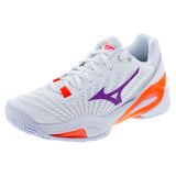 Women's Neo Ace AC Tennis Shoes White and Dahlia,Footwear,Mizuno,White/Dahlia,6,Tennis Express,550126-006Lcopy