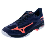 Men's Wave Exceed Court AC Tennis Shoes Beacon Blue and Lava Orange,Footwear,Mizuno,Beacon Blue/Lava Orange,7,Tennis Express,550127-5T25copy
