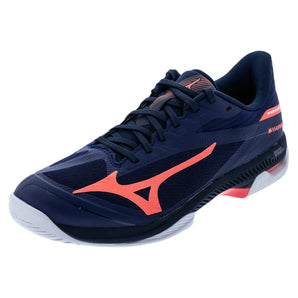 Men's Wave Exceed Court AC Tennis Shoes Beacon Blue and Lava Orange,Footwear,Mizuno,Beacon Blue/Lava Orange,7,Tennis Express,550127-5T25copy
