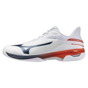 Men's Wave Exceed Court AC Tennis Shoes White and Insignia Blue,Footwear,Mizuno,White/Insignia Blue,7,Tennis Express,550127_005A