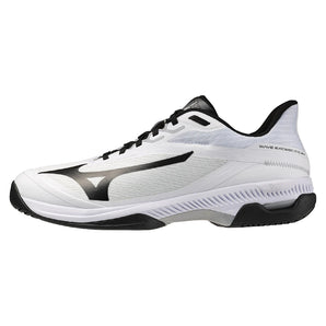 Men's Wave Exceed Court AC Tennis Shoes White and Black,Footwear,Mizuno,White/Black,7,Tennis Express,550127_0090
