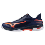 Men's Wave Exceed Court AC Tennis Shoes Beacon Blue and Lava Orange,Footwear,Mizuno,Beacon Blue/Lava Orange,7,Tennis Express,550127_5T25