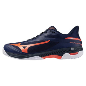 Men's Wave Exceed Court AC Tennis Shoes Beacon Blue and Lava Orange,Footwear,Mizuno,Beacon Blue/Lava Orange,7,Tennis Express,550127_5T25