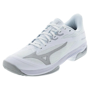 Women's Wave Exceed Court AC Tennis Shoes White and Harbor Mist,Footwear,Mizuno,White/Harbor Mist,6,Tennis Express,550128-00HMcopy