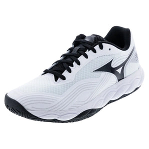 Men's Wave Enforce Court 2 AC Tennis Shoes White and Black,Footwear,Mizuno,White/Black,7,Tennis Express,550130-0090copy