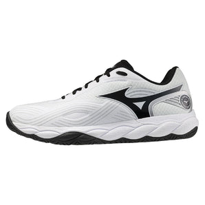 Men's Wave Enforce Court 2 AC Tennis Shoes White and Black,Footwear,Mizuno,White/Black,7,Tennis Express,550130_0090