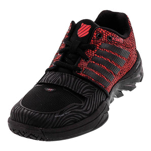 Women's X Court Tennis Shoes Black and Metallic Red,Footwear,K-Swiss,Black,5,Tennis Express,58382-DEFAULT-L
