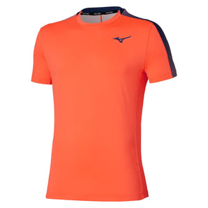 Men's Shadow Short Sleeve Tee Lava Orange, Mizuno, Lava Orange, Tennis Express, 650042-2525F26-LAVA-ORANGE-1