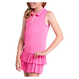 Girls' Match Pleated Polo Tennis Dress-Apparel-Lucky In Love-695_Taffy-1-Tennis Express
