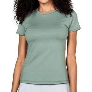 Women's UV Colors Short Sleeve Tennis Top Army,Apparel,Sofibella,XS,,Tennis Express,7012-ARMB_baf4f7b5-abfe-4770-84a3-4612f098d479