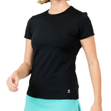 Women's Short Sleeve Tennis Top,Apparel,Sofibella,Black,XS,Tennis Express,7012-B