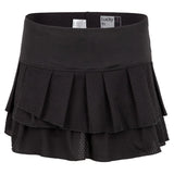 Women's Wavy Pleat Tier Tennis Skort-Apparel-Lucky In Love-93558-001_BLACK-L-Tennis Express