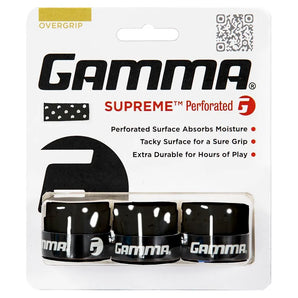 Supreme Perforated Overgrip 3 Pack-Accessories-Gamma-93816-BLACK-L-Tennis Express