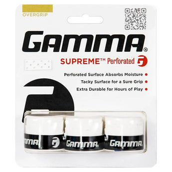 Supreme Perforated Overgrip 3 Pack-Accessories-Gamma-93816-WHITE-L-Tennis Express