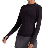 Women's 24/7 Long Sleeve Tennis Crew-Apparel-BloqUV-94386-BLACK-L-Tennis Express