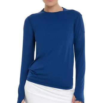 Women's 24/7 Long Sleeve Tennis Crew-Apparel-BloqUV-94386-NAVY-L-Tennis Express