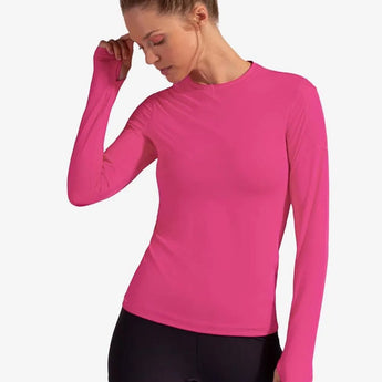 Women's 24/7 Long Sleeve Tennis Crew-Apparel-BloqUV-94387-PASSION_PINK-L-Tennis Express