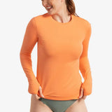 Women's 24/7 Long Sleeve Tennis Crew-Apparel-BloqUV-94387-TANGERINE-L-Tennis Express