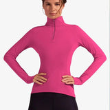 Women's Mock Zip Tennis Top-Apparel-BloqUV-94388-PASSION_PINK-L-Tennis Express