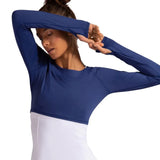 Women's Tennis Crop Top-Apparel-BloqUV-94398-NAVY-L-Tennis Express
