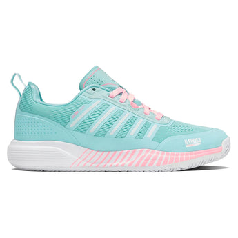Women's Ultra Court Padel Shoes Soft Neon Blue and White-Footwear-K-Swiss-94436-411-2-Tennis Express