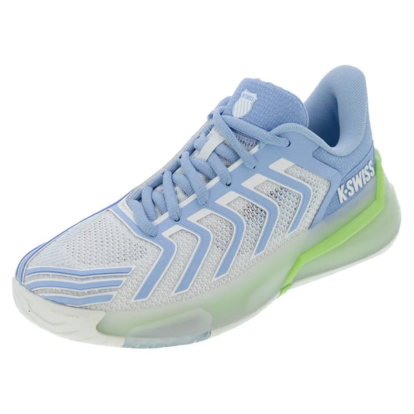 Women's Ultrashot 4 Tennis Shoes Lucent White and Dutch Canal,Footwear,K-Swiss,5,White,Tennis Express,94437-126U25-x