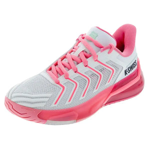 Women's Ultrashot 4 Tennis Shoes White and Neon Pastel Pink,Footwear,K-Swiss,5,,Tennis Express,94437-162F25copy