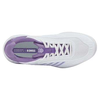 Women's Hypercourt Express 3 Tennis Shoes White and Purple Haze-Footwear-K-Swiss-94603-160-3-Tennis Express