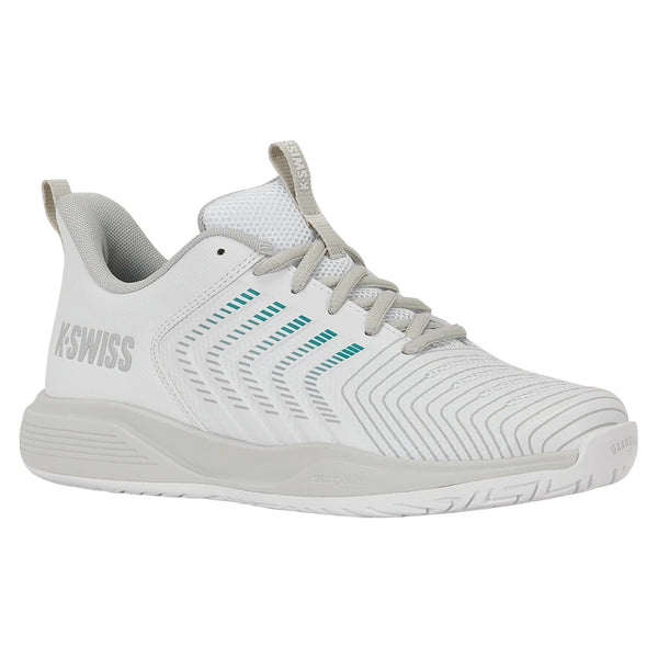 Women's Ultrashot Light Tennis Shoes White and Dawn Blue,Footwear,K-Swiss,White/Dawn Blue,5,Tennis Express,94767-177F26