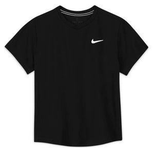 Boys' Court Dri-FIT Victory Short Sleeve Tennis Top-Apparel-Nike-96148-010_BLACK-L-Tennis Express