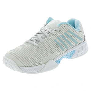 Women's Hypercourt Express 2 White and Blue Glow,Footwear,K-Swiss,5,,Tennis Express,96613-089Bcopy