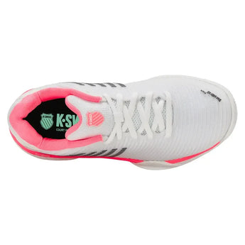 Women's Hypercourt Express 2 D Width Tennis Shoes White and Neon Pastel Pink-Footwear-K-Swiss-96613-173F25-5-Tennis Express
