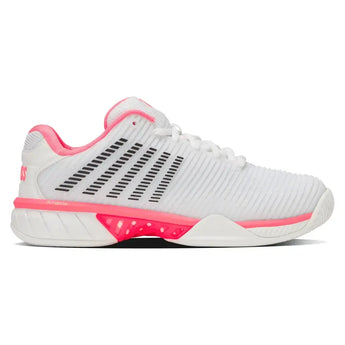 Women's Hypercourt Express 2 D Width Tennis Shoes White and Neon Pastel Pink-Footwear-K-Swiss-96613-173F25-Tennis Express