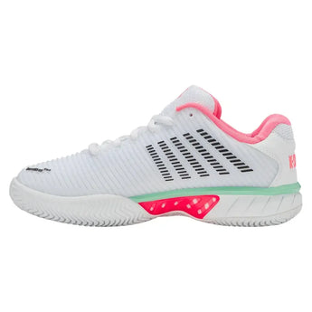 Women's Hypercourt Express 2 Clay Tennis Shoes White and Neon Pastel Pink-Footwear-K-Swiss-96614-178H25-2-Tennis Express