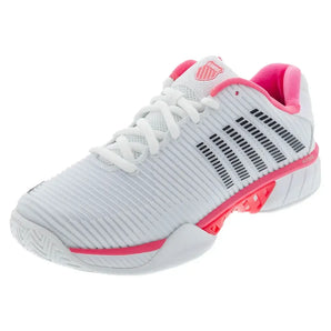 Women's Hypercourt Express 2 D Width Tennis Shoes White and Neon Pastel Pink-Footwear-K-Swiss-96807-178F25copy-Tennis Express