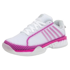 Women's Lucky in Love Hypercourt Express 2 Tennis Shoes White and Mulberry,Footwear,K-Swiss,White/Mulberry,5,Tennis Express,97382-114H25-y