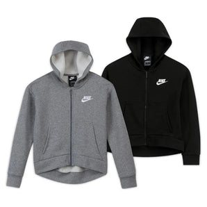 Girls' Sportswear Club Fleece Full-Zip Hoodie-Apparel-Nike-98774-DEFAULT-L-Tennis Express