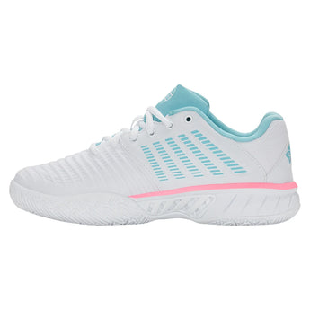Women's Express Light 3 Padel Shoes White and Soft Neon Blue-Footwear-K-Swiss-98900-146-1-Tennis Express