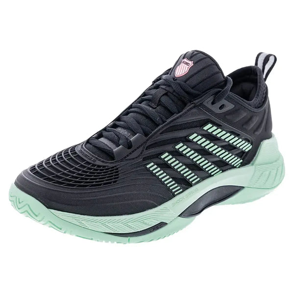 Women's Hypercourt Supreme 2 Tennis Shoes Black and Neon Mint-Footwear-K-Swiss-99071-065F25copy-Tennis Express