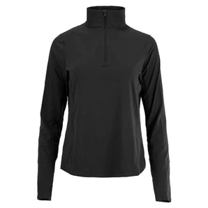 Women's Relaxed Mock Zip Tennis Top-Apparel-BloqUV-99083-BLACK-L-Tennis Express