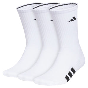 Men's Cushioned 4.0 Crew Socks 3 Pack White and Black,Socks,Adidas,White/Black,L,Tennis Express,A5162402