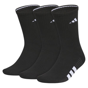Men's Cushioned 4.0 Crew Socks 3 Pack Black and White,Socks,Adidas,Black/White,L,Tennis Express,A5162403