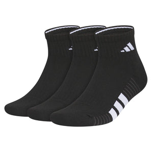Men's Cushioned 4.0 Quarter Socks 3 Pack Black and White,Socks,Adidas,Black/White,L,Tennis Express,A5163005