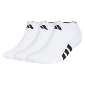 Men's Cushioned 4.0 No Show Socks 3 Pack White and Black,Socks,Adidas,White/Black,L,Tennis Express,A5163014