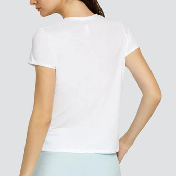 Women's Bijou Short Sleeve Tennis Top White with Logo-Apparel-Tail-AX3164-WWL7F24-2-Tennis Express
