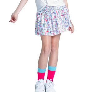 Girls' Diva Smocked Tennis Skort Multicolor-Apparel-Lucky In Love-B118-91B955S25-Tennis Express
